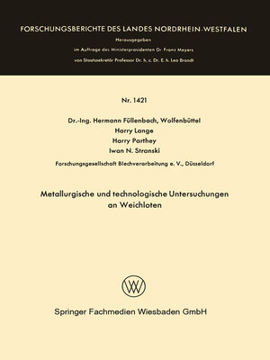 cover image of Metallurgische und technologische Untersuchungen an Weichloten